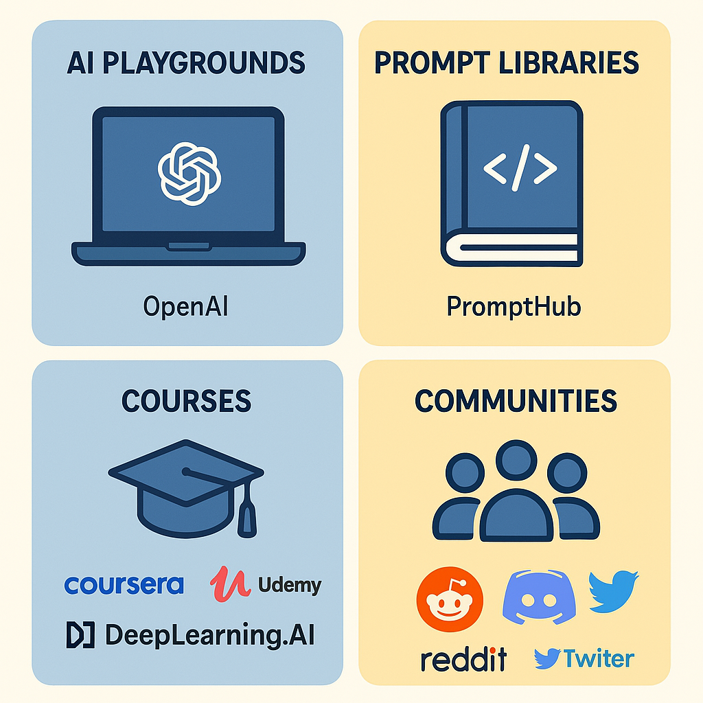 Prompt Engineering for beginners - Toolkit infographic showing AI prompt resources